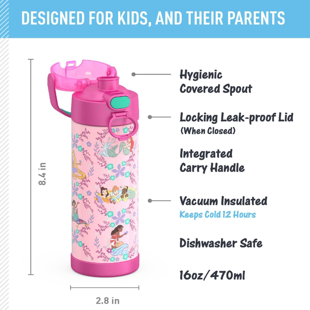 THERMOS FUNTAINER Water Bottle with Spout 16 oz. - Princess 