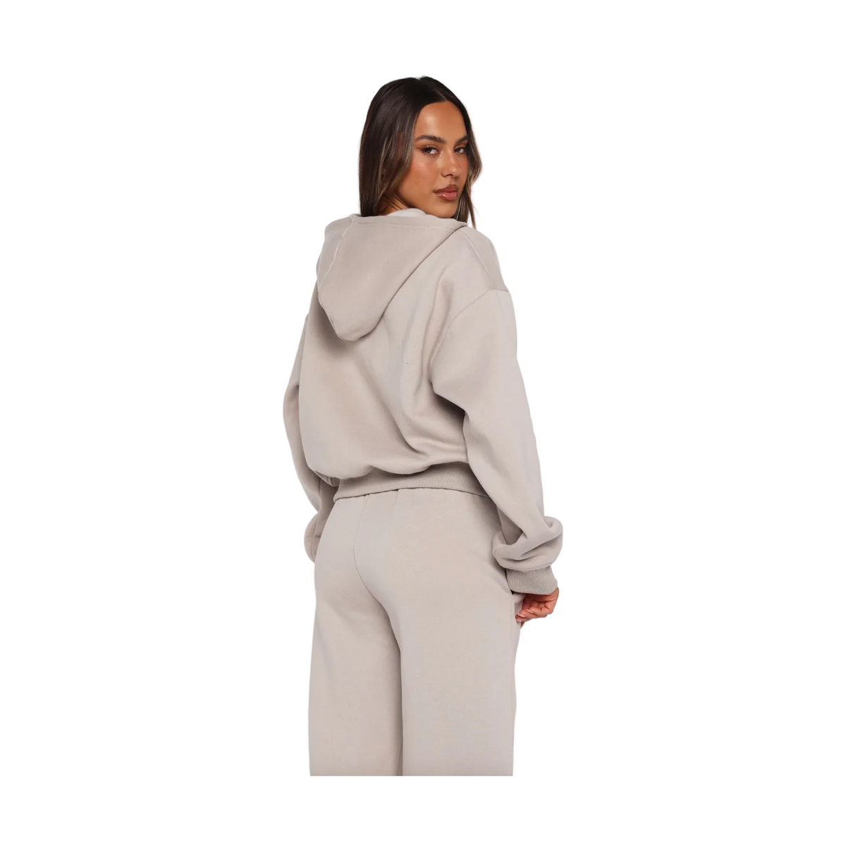 White Fox Kenzie Boxy Zip Front Hoodie Moon