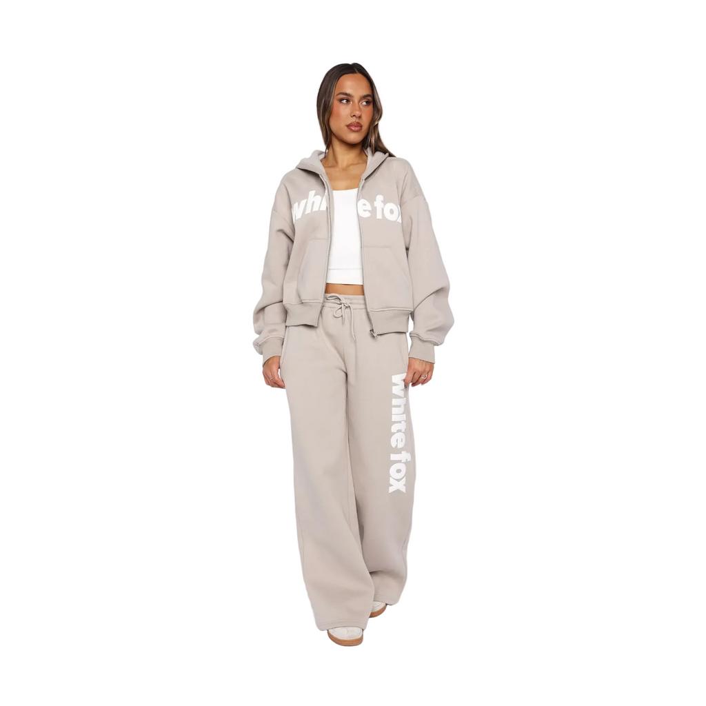 White Fox Kenzie Boxy Zip Front Hoodie Moon