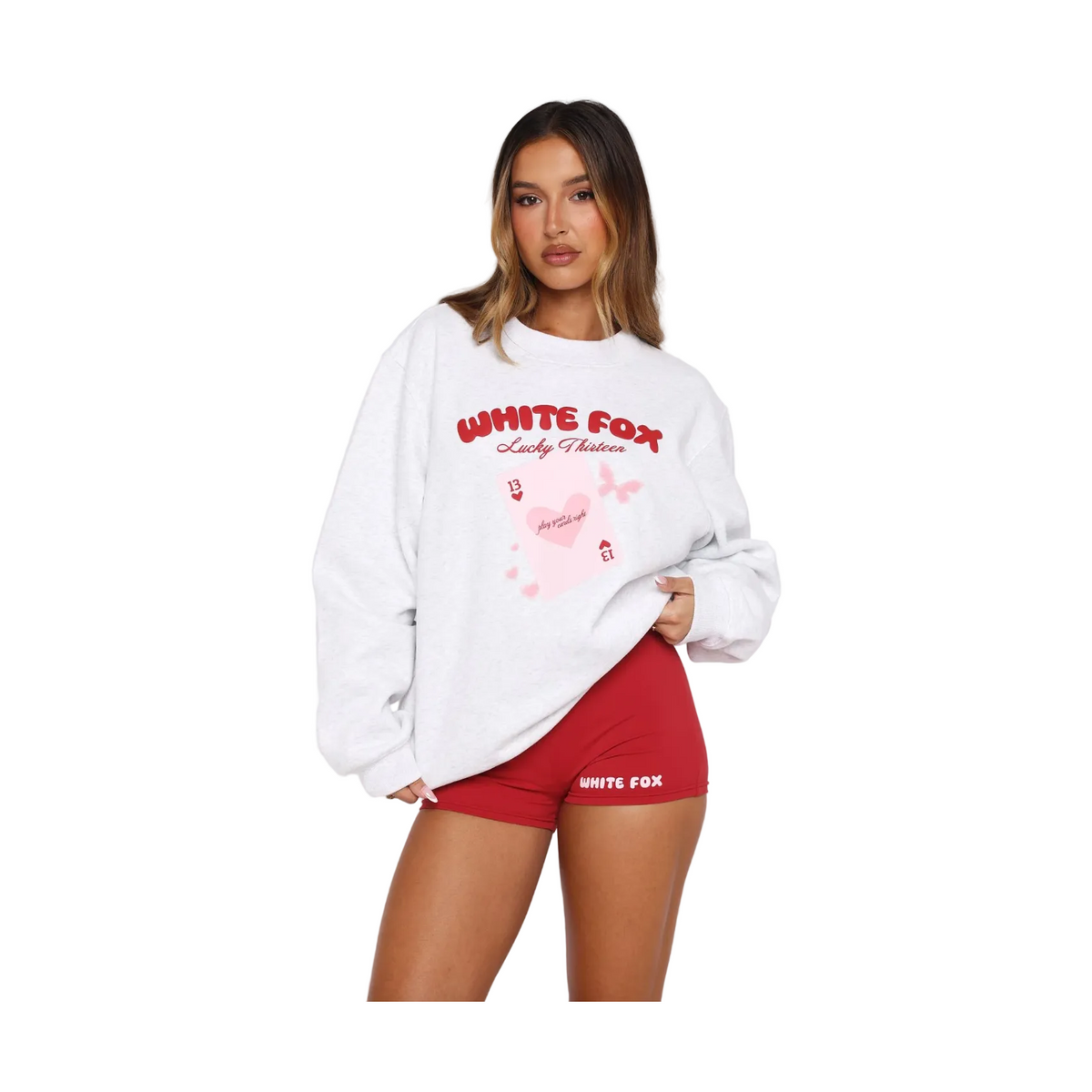 White Fox Lucky Thirteen Kalena Oversized Sweater Grey Marle