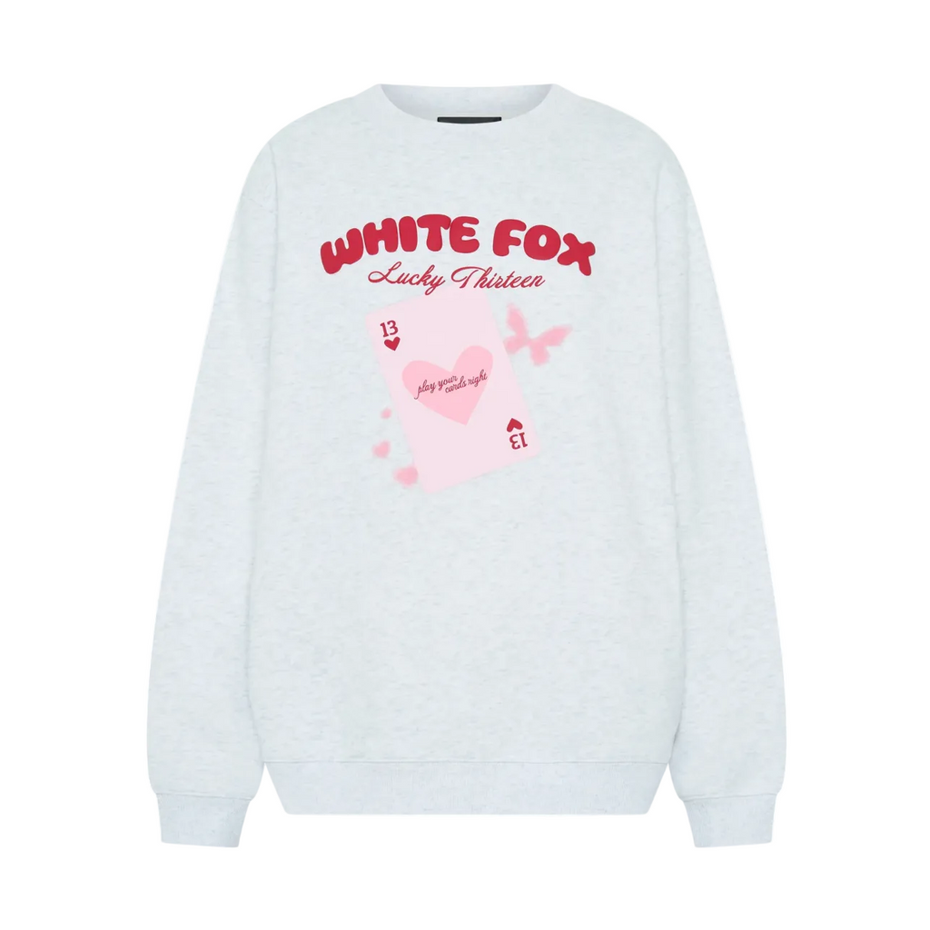 White Fox Lucky Thirteen Kalena Oversized Sweater Grey Marle