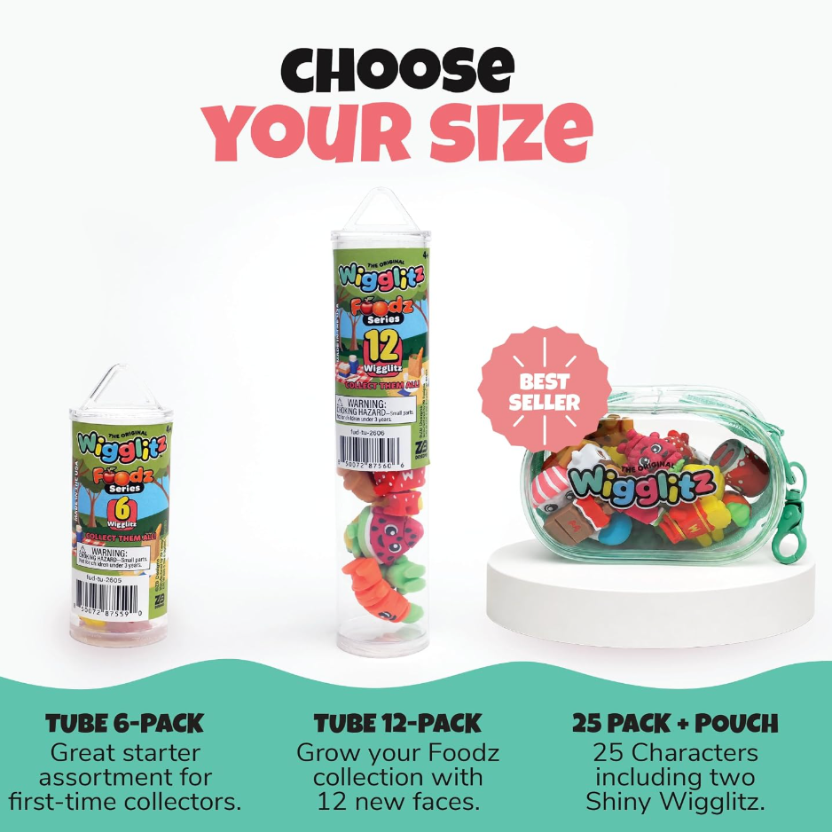 Wigglitz Foodz 25 Pack Collectible Wiggly Fidget Toys