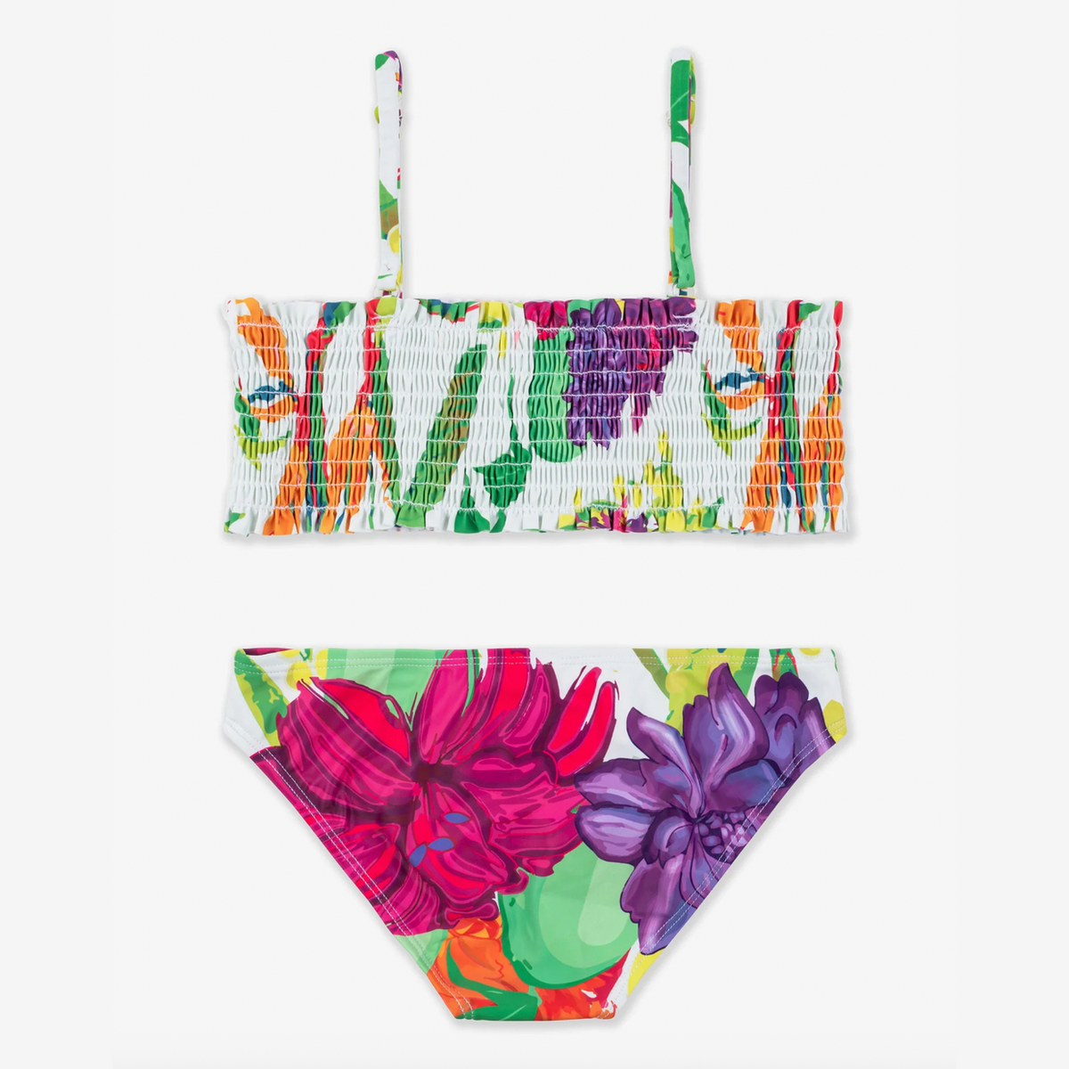 limeapple Zoe Tropical Printed Smocked Bikini Swimsuit