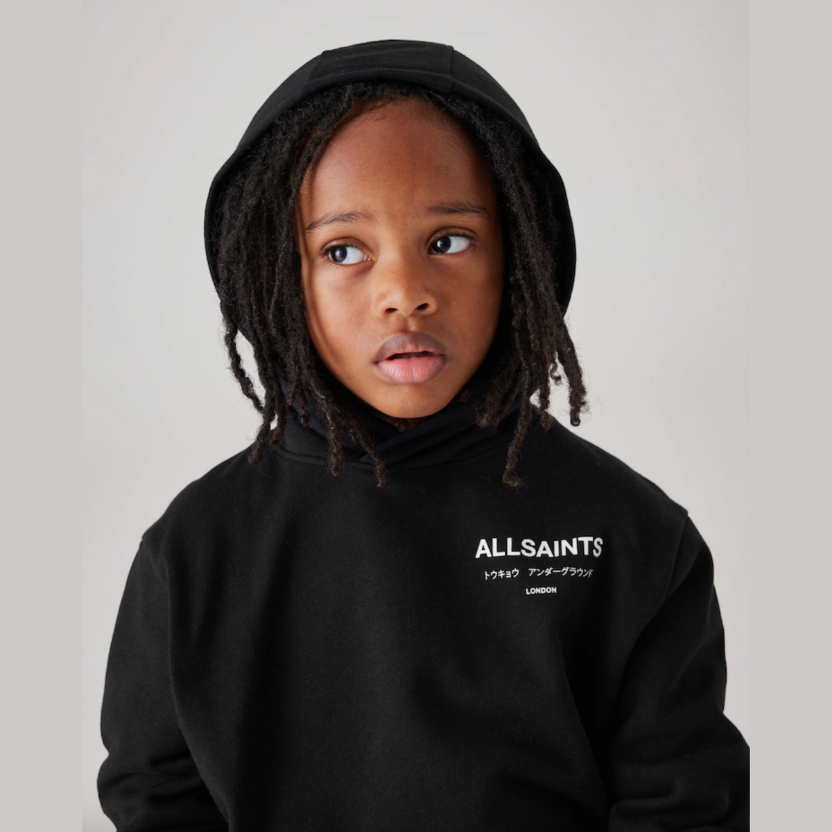 smALLSAINTS Black Oversized Underground Pullover Hoodie