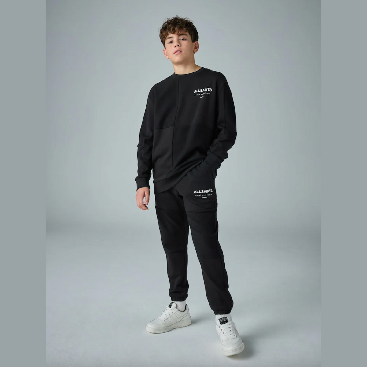 smALLSAINTS Black Underground Oversized Textured Panel Sweatshirt and Joggers Set